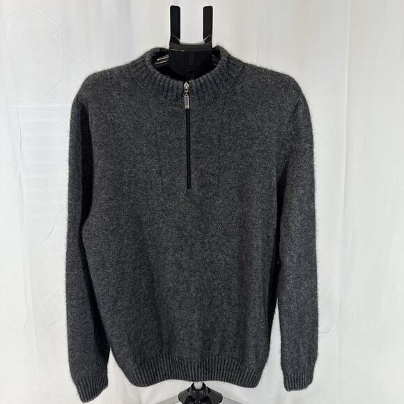 Merinomink NZ 3/4 Zip Neck Wool Sweater in Charcoal Gray Size: XL - Picture 1 of 7